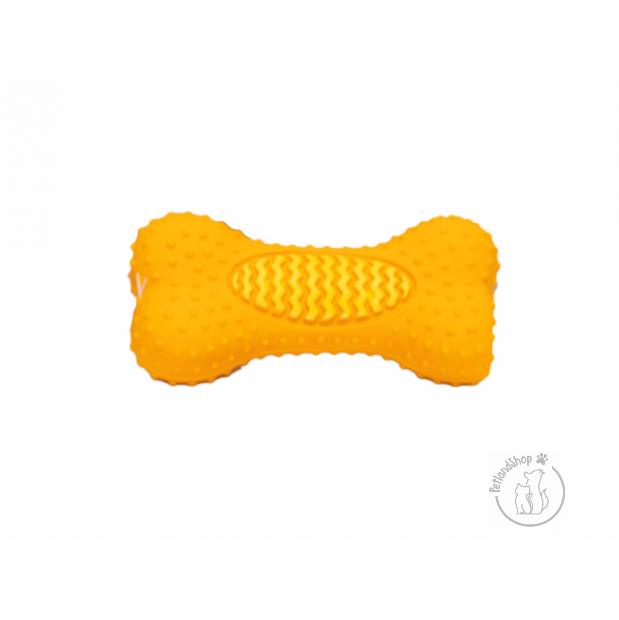 kutya, fogápoló, gumi, csont, narancssárga