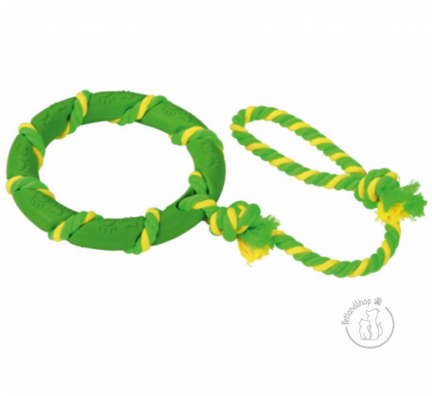 kutya, köteles, gyűrűs, játék, zöld